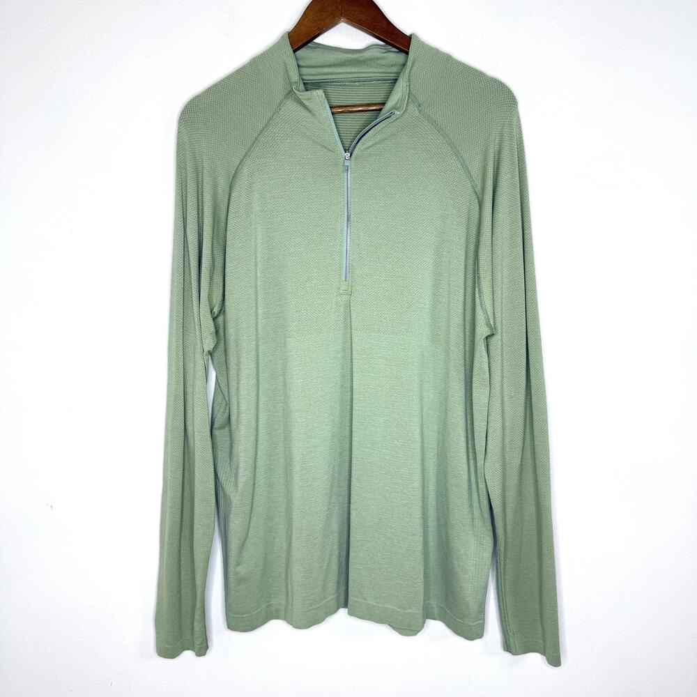 Lululemon Shirt Mens XXL Green 1/4 Zip Pullover Long Sleeve Lightweight Athletic